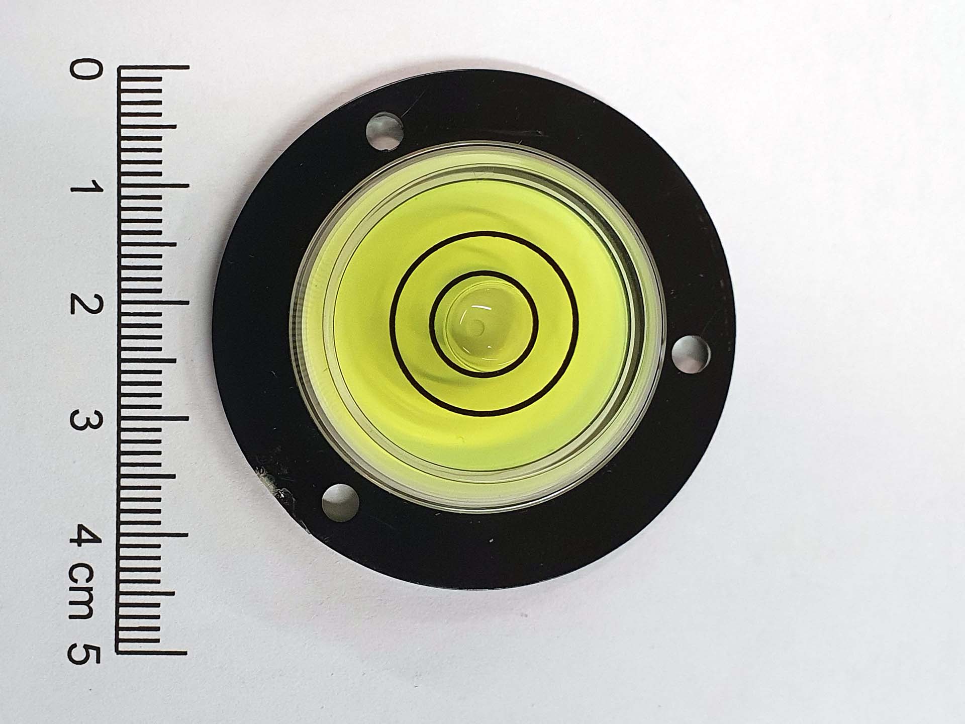 Libela DF 43, průměr 43mm, s černou přírubou, 2 kružnice, žluto-zelená